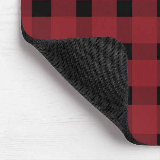 Rustic Red Black Gingham Muismat (Hoek)