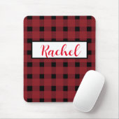 Rustic Red Black Gingham Muismat (Met muis)