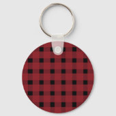 Rustic Red Black Gingham Sleutelhanger (Achterkant)