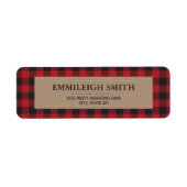 Rustic Red Black kerstbuffel Pset Kraft Etiket (Voorkant)