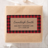 Rustic Red Black kerstbuffel Pset Kraft Etiket (Insitu)