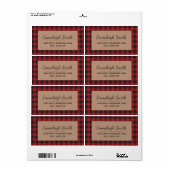 Rustic Red Black kerstbuffel Pset Kraft Etiket (Full Sheet)