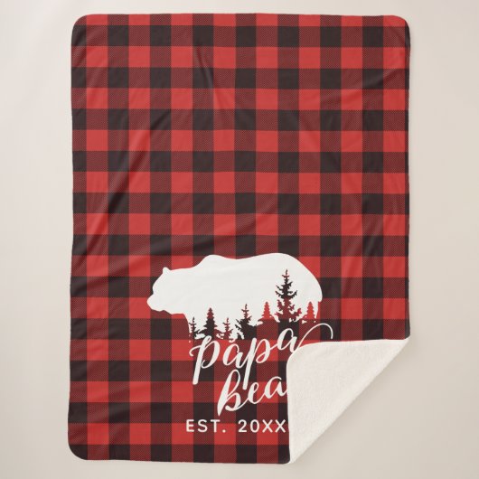 Rustic Red & Black Papa Beer, gepersonaliseerd Sherpa Deken (Voorkant)