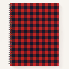 Rustic Red Black Plaid Buffalo Check Notitieboek