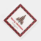 Rustic Red Black Plaid Christmas Napkin Custom Servet (Hoek)