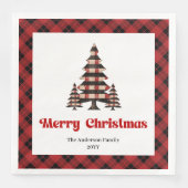 Rustic Red Black Plaid Christmas Napkin Custom Servet (Voorkant)