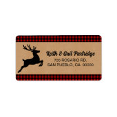Rustic Red & Black Plaid Reindeer Christmas Custom Etiket (Voorkant)