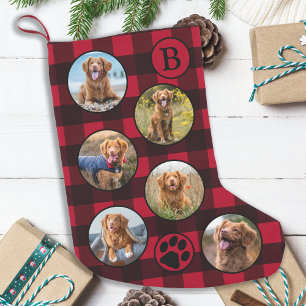 Rustic Red Black Pset Fun 12 Pet Photo Collage Kleine Kerstsok