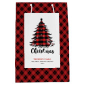 Rustic red black tartan Christmas gift bag custom Medium Cadeauzakje (Voorkant)