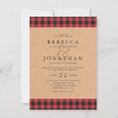 Rustic Red & Black Tartan Pset Country Weddenschap Kaart (Voorkant)