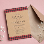 Rustic Red & Black Tartan Pset Country Weddenschap Kaart<br><div class="desc">Creëer uw eigen uitnodigingen voor "Rustic Red & Black Tartan Pset Country Wedding" van Cali Graphics.</div>