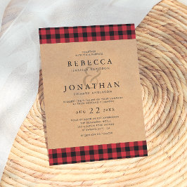 Rustic Red & Black Tartan Pset Country Weddenschap Kaart