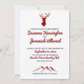 Rustic Red Blue Buck Deer Country Mountain Weddens Kaart (Voorkant)