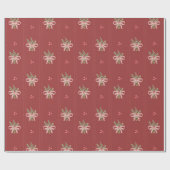 Rustic Red Botanical Bows Christmas Cadeaupapier (Vlak)
