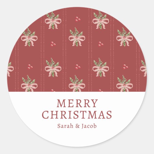 Rustic Red Botanical Christmas Sticker (Voorkant)