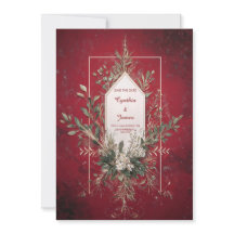 Rustic Red Botanical Wedding Uitnodiging