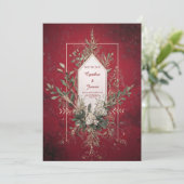 Rustic Red Botanical Wedding Uitnodiging (Staand voorkant)