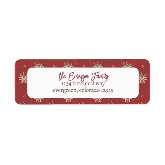 Rustic Red Botanicals Christmas Etiket (Voorkant)