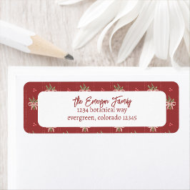 Rustic Red Botanicals Kerstmis Etiket