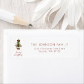 rustic red bow christmas tree return address  etiket (Insitu)