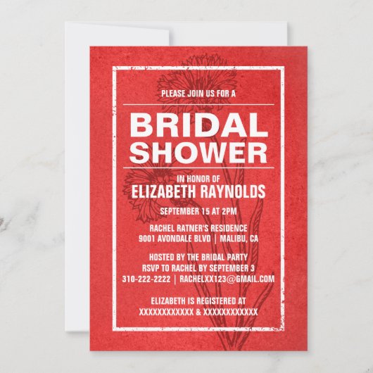Rustic Red Bridal Shower Invitations Kaart (Voorkant)