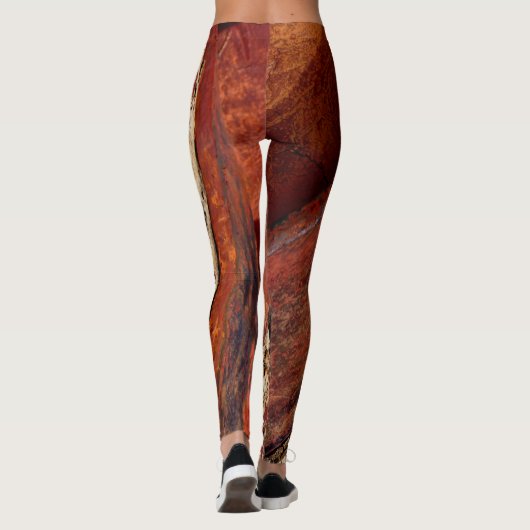 Rustic Red Brown Abstracte Mode/Yoga Leggings (Achterkant)