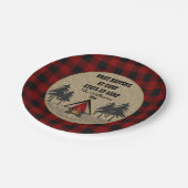 Rustic Red Buffalo Camp Camping Party Name Papieren Bordje (Gekanteld)