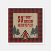 Rustic Red Buffalo Camping Birthday Servetten (Voorkant)