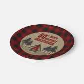 Rustic Red Buffalo Check Camp Birthday Papieren Bordje (Gekanteld)
