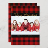 Rustic Red Buffalo Check Kerstkaarten Feestdagenkaart (Voorkant / Achterkant)