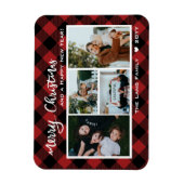 Rustic Red Buffalo Check Merry Kerstcollage Magneet (Verticaal)
