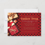 Rustic Red Buffalo Check Yankee Swap Holiday Party Kaart (Voorkant)