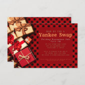 Rustic Red Buffalo Check Yankee Swap Holiday Party Kaart (Voorkant / Achterkant)