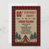 Rustic Red Buffalo checkt Camping Birthday Party Kaart (Voorkant)