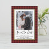 Rustic Red Buffalo | De foto bewaart de Datum Save The Date (Staand voorkant)
