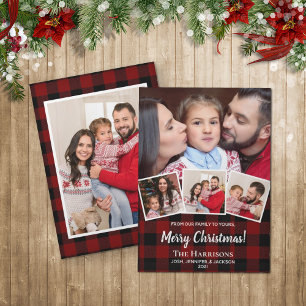 Rustic Red Buffalo: kerstmis foto's Feestdagenkaart
