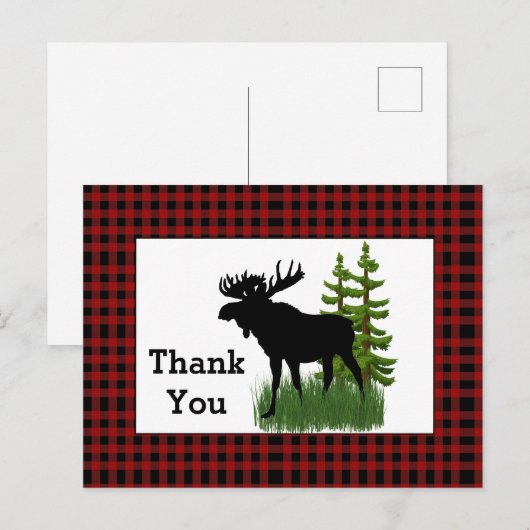 Rustic Red Buffalo met Moose Dank je Briefkaart (Voorkant / Achterkant)