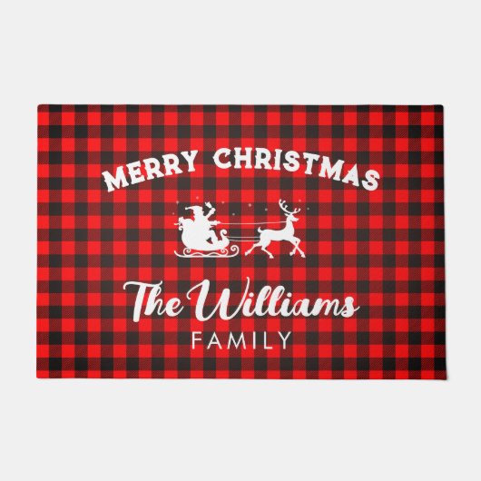 Rustic Red Buffalo op persoonlijke kerstmis Deurmat (Voorkant)