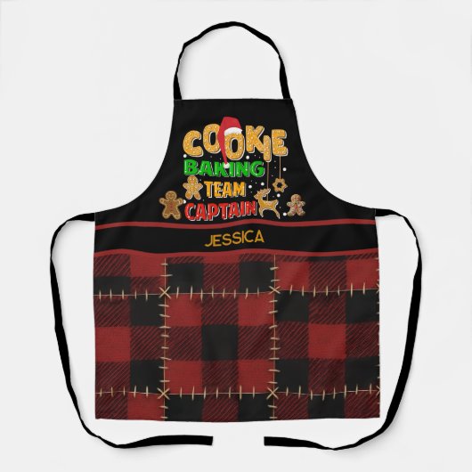 Rustic Red Buffalo Plaid Cookie Baking Team Name  Schort (Voorkant)
