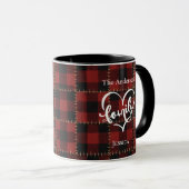 Rustic Red Buffalo Plaid Customizable Family Name Mok (Voorkant rechts)
