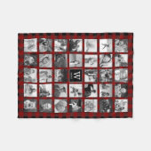 Rustic Red Buffalo Plaid Monogram Fotocollage Fleece Deken (Voorkant (Horizontaal))