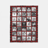 Rustic Red Buffalo Plaid Monogram Fotocollage Fleece Deken (Voorkant)