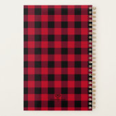 Rustic Red Buffalo Plaid Monogram Naam 2025 Planner (Achterkant)