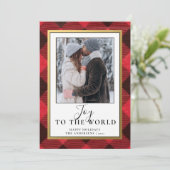 Rustic Red Buffalo Plaid | Rustieke fotovakantie Feestdagenkaart (Staand voorkant)