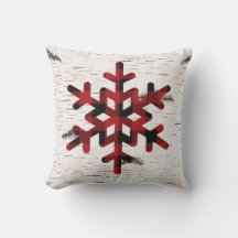 Rustic Red Buffalo Plaid Sneeuwvlokken op Berk