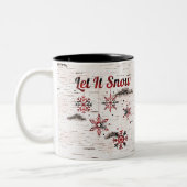 Rustic Red Buffalo Plaid Sneeuwvlokken op Berk Tweekleurige Koffiemok (Links)