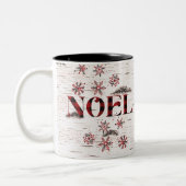 Rustic Red Buffalo Plaid Snowflakes White Birch Tweekleurige Koffiemok (Links)