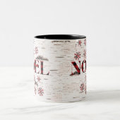 Rustic Red Buffalo Plaid Snowflakes White Birch Tweekleurige Koffiemok (Center)