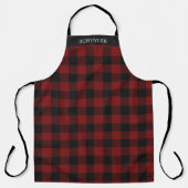 Rustic Red Buffalo Plaid Winter Gepersonaliseerd Schort (Voorkant)