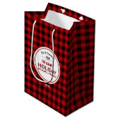 Rustic Red Buffalo Plaid Wood Vakantiefeest Medium Cadeauzakje (Voorkant Gekanteld)